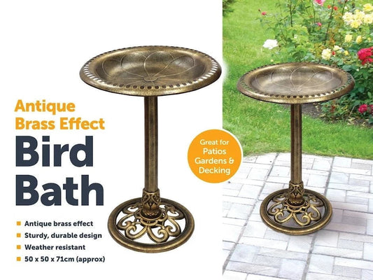 Antique Brass Effect Bird Bath Garden Decoration Weather Resistant and Durable Design
