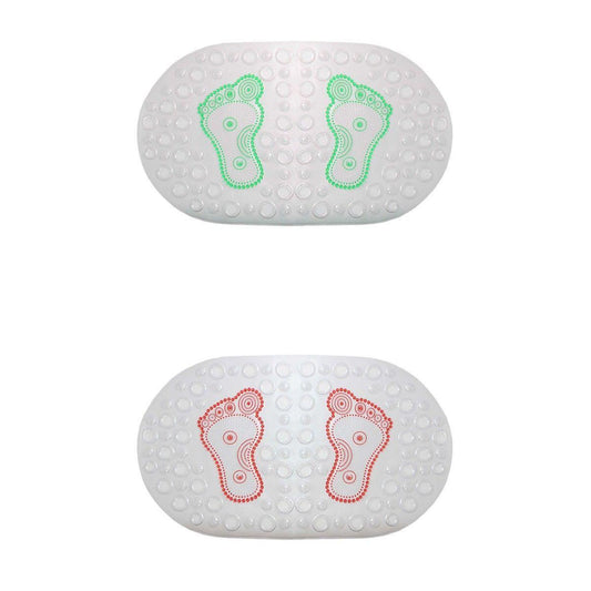 AntiSlip Transparent Oval Bath Mat with Feet Design 64 x 35 cm