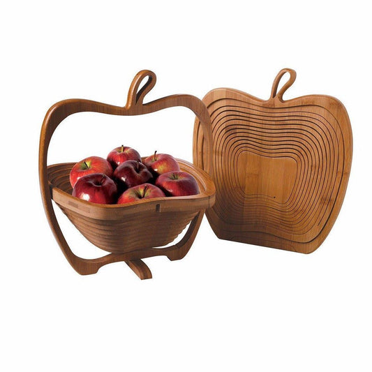 Bamboo Collapsible Fruit Apple Basket Bowl