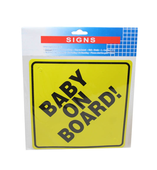 Baby On Board Car Window Safety Sign Yellow Black