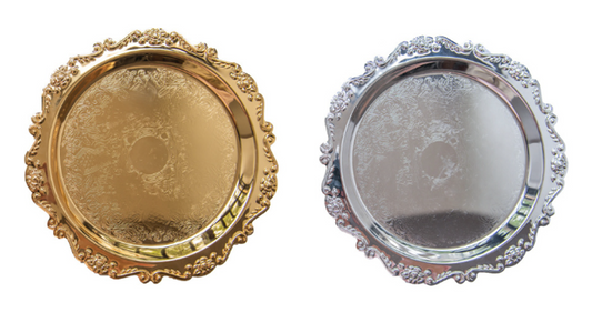 Baroque Style Flower Design Plastic Serving Tray 36 cm