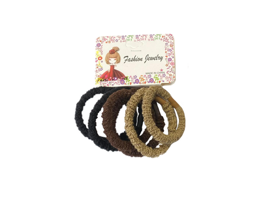 Assorted Colours Hair Bobble Elastic Tie Pack of 6 Random Selection