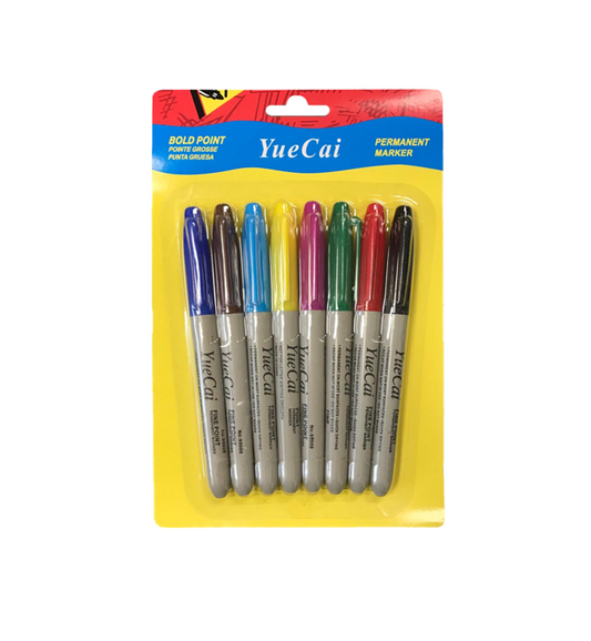 Assorted Bold Point Permanent Marker Pens Pack of 8