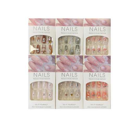 Assorted Gem Fake Nail Extensions 12pc Set
