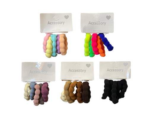 Assorted Colours Hair Bobble Elastic Ties Pack of 5