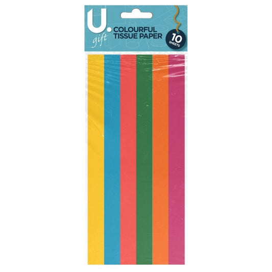 Assorted Colourful Tissue Paper 10 Sheets Pack