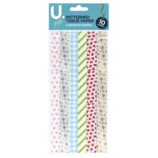 Assorted Patterned Tissue Paper 10 Sheets Pack