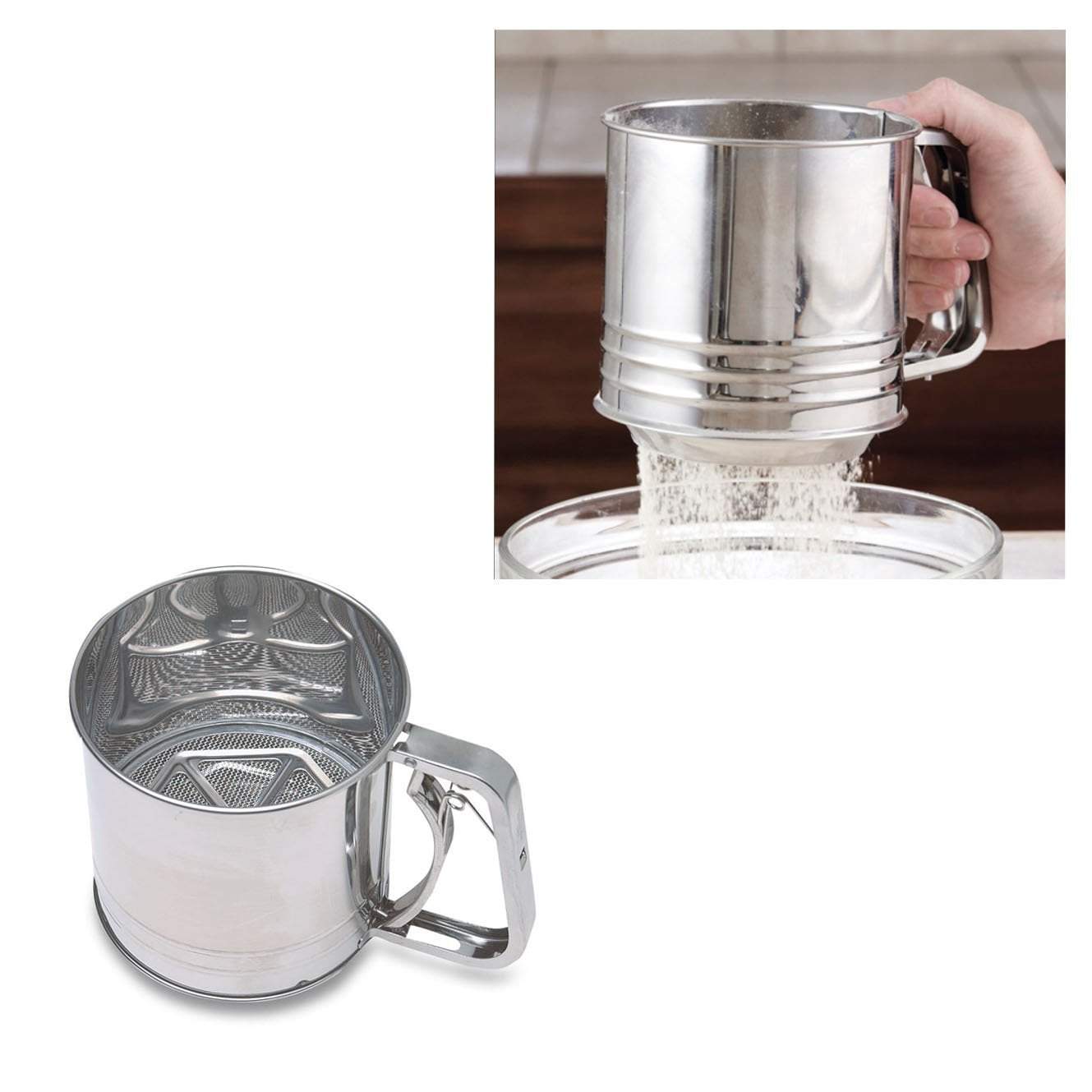 Premium Stainless Steel Flour Sifter with Easy Squeeze Trigger Handle