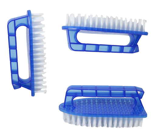 Compact Plastic Laundry Scrubbing Brush with Handle 14 cm