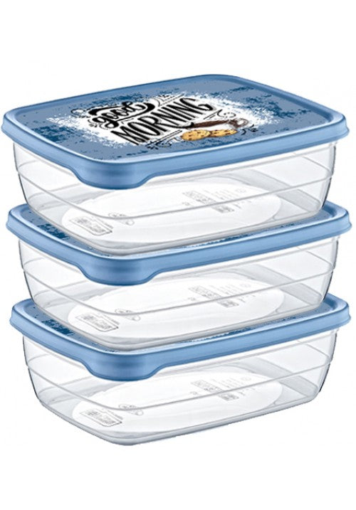 Hobby Trend 12L Rectangular Plastic Food Storage Containers Pack of 3 Assorted Colors
