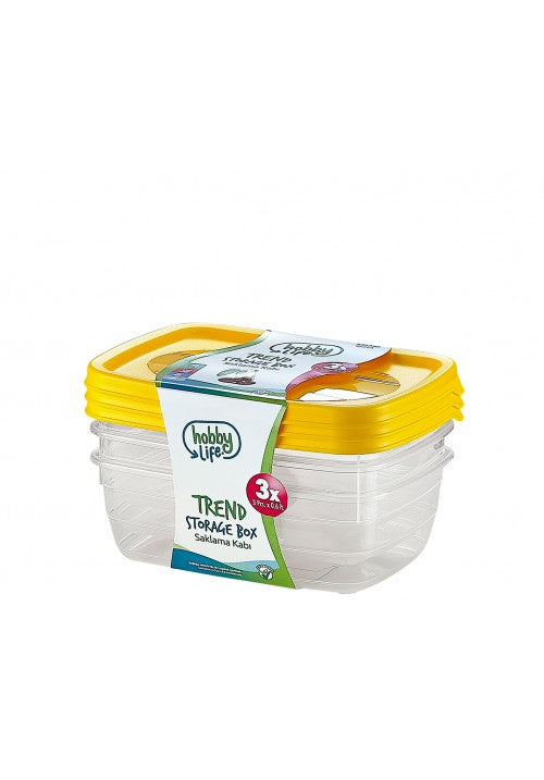 Hobby Trend Rectangular Plastic Food Storage Container Set 06L Pack of 3