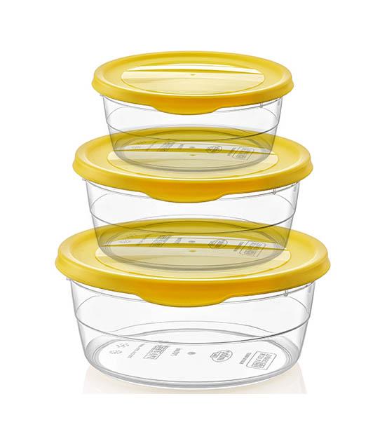 Hobby Trend Round Plastic Food Storage Containers Set of 3 Assorted Sizes and Colors