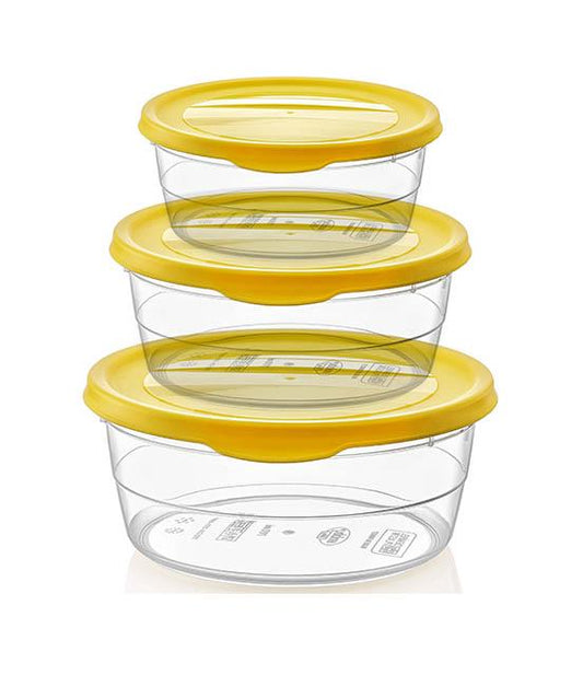 Hobby Trend Round Plastic Food Storage Containers Set of 3 Assorted Sizes and Colors