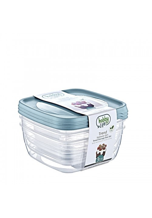 Hobby Trend 15L Square Plastic Food Storage Container Set of 3 Assorted Colors