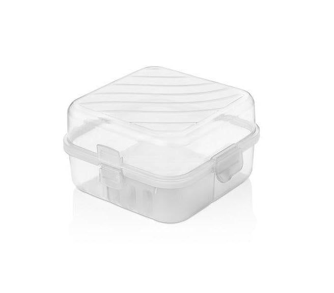 Durable Hobby Plastic Square 2 Compartment Food Storage Container Lunch Box Assorted Colours