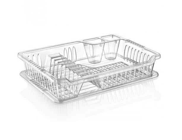 Compact Clear Plastic Dish Drainer with Tray 29x40x85cm