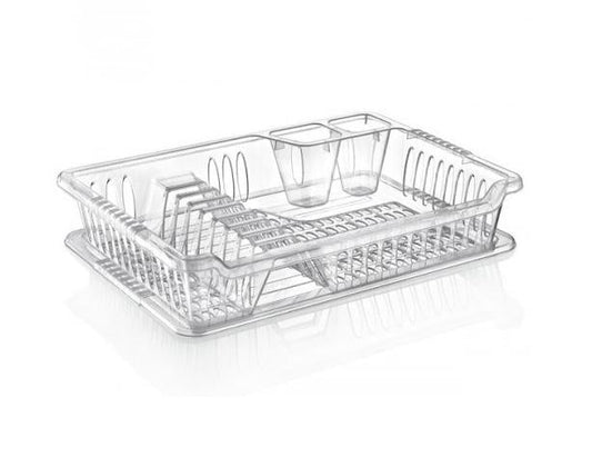 Compact Clear Plastic Dish Drainer with Tray 29x40x85cm