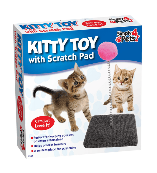 Interactive Cat Scratch Pad with Pompom Ball Toy