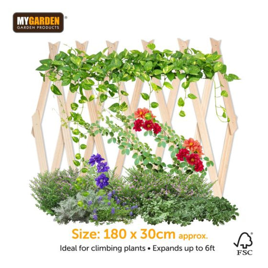 Premium Garden Expanding Wooden Trellis Natural 180 x 30 cm