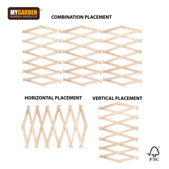 Premium Garden Expanding Wooden Trellis Natural 180 x 30 cm