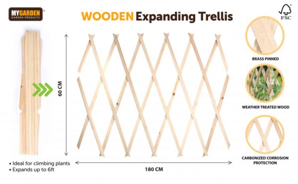 Premium Natural Wooden Trellis for Garden 180 x 60 cm