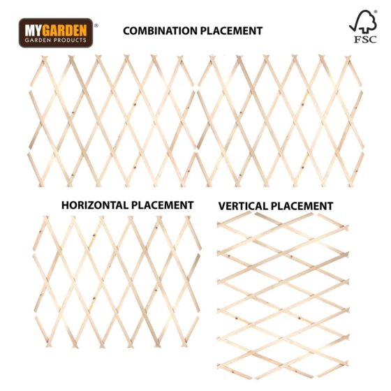 Premium Garden Expanding Wooden Trellis Natural 180 x 90 cm