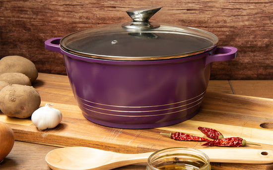 Durane Die Cast Purple Stock Pot Set 5Piece NonStick Cookware