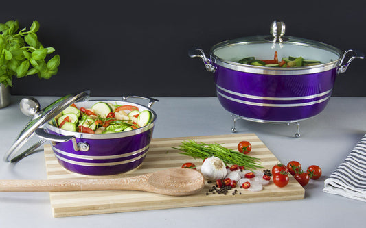 SQ Professional 5Piece Metallic Die Cast Stockpot Set in Amethyst Finish