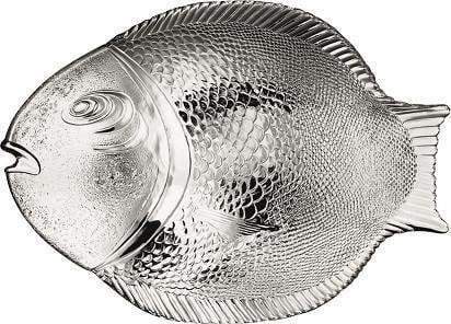 Set of 6 Clear Glass Fish Shaped Service Plates Elegant Tableware