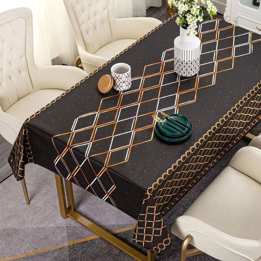 Durane Plastic Table Cover Roll Black Orange White Pattern Design 137 x 20m