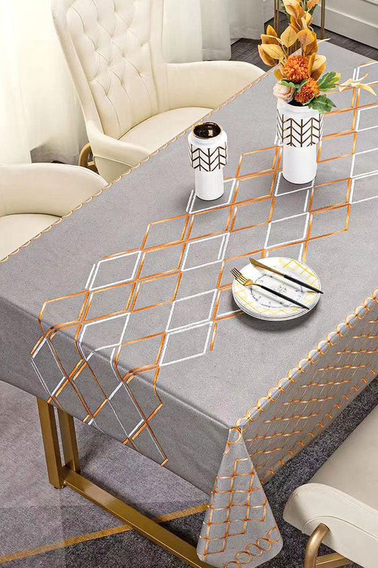 Durable Grey Orange White Pattern Table Cover Roll 137 x 20m