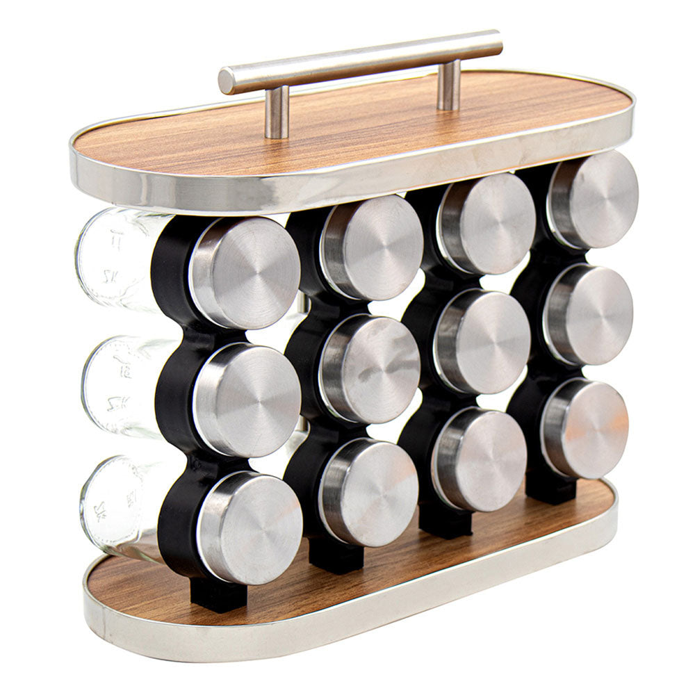 Durane Oval Spice Stand with 12 Jars Stylish Kitchen Organization