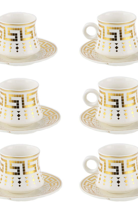 Elegant Durane Antico 12pc WhiteGold Tea Set 175ml Capacity