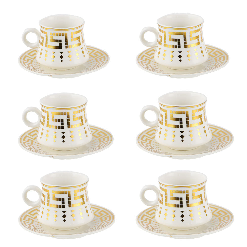 Elegant Durane Antico 12pc WhiteGold Tea Set 175ml Capacity