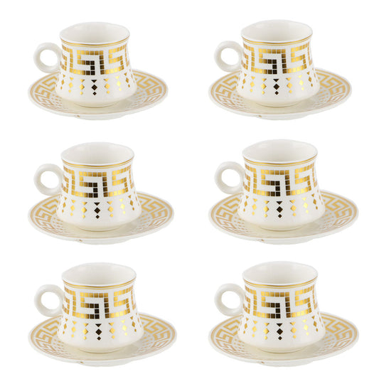 Elegant Durane Antico 12pc WhiteGold Tea Set 175ml Capacity