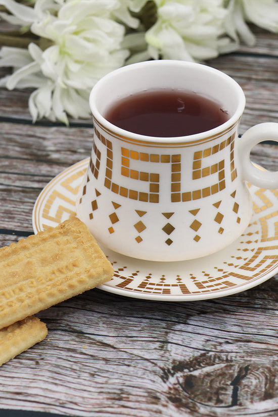 Elegant Durane Antico 12pc WhiteGold Tea Set 175ml Capacity