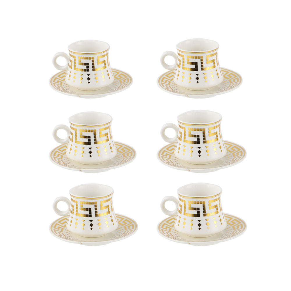 Elegant Durane Antico 12pc WhiteGold Tea Set 80ml