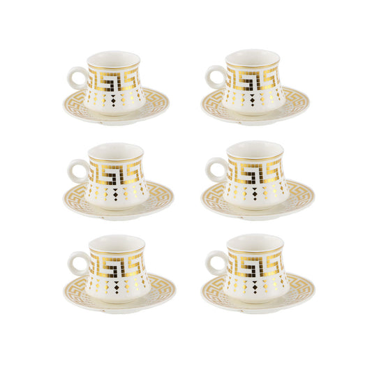 Elegant Durane Antico 12pc WhiteGold Tea Set 80ml