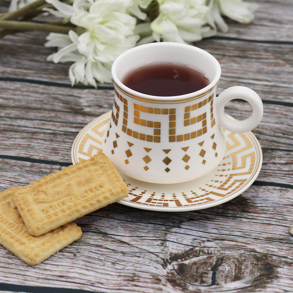 Elegant Durane Antico 12pc WhiteGold Tea Set 80ml