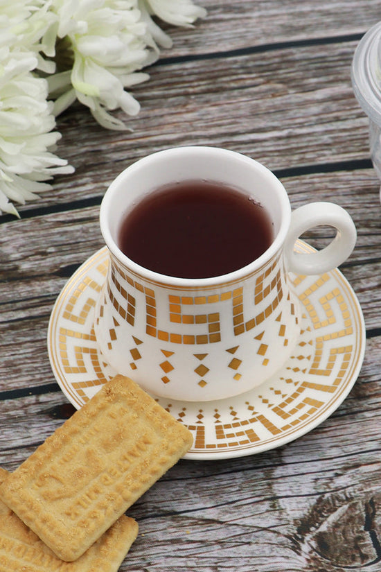 Elegant Durane Antico 12pc WhiteGold Tea Set 80ml