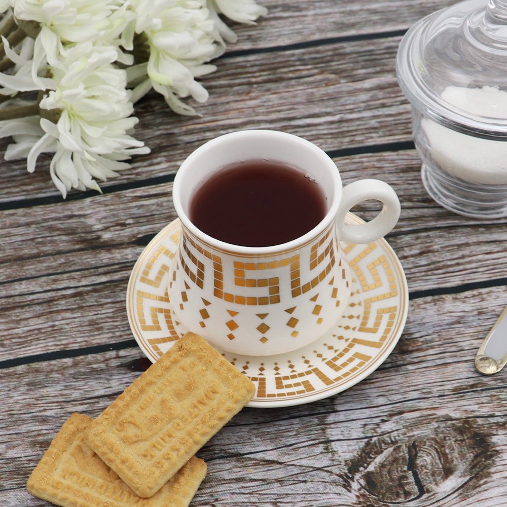 Elegant Durane Antico 12pc WhiteGold Tea Set 80ml