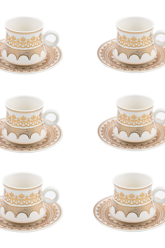 Durane Palmette Tea Set 12pc WhiteGold 175ml Elegant and Functional Tea Service