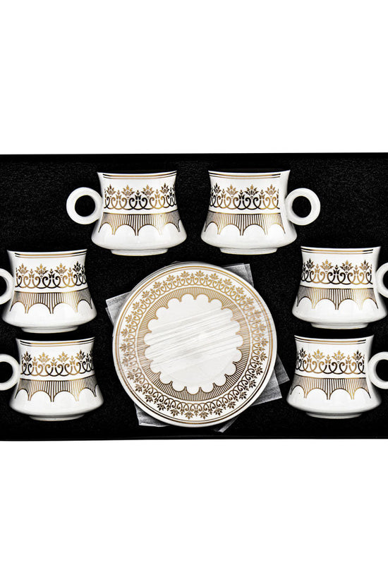 Durane Palmette Tea Set 12pc WhiteGold 175ml Elegant and Functional Tea Service