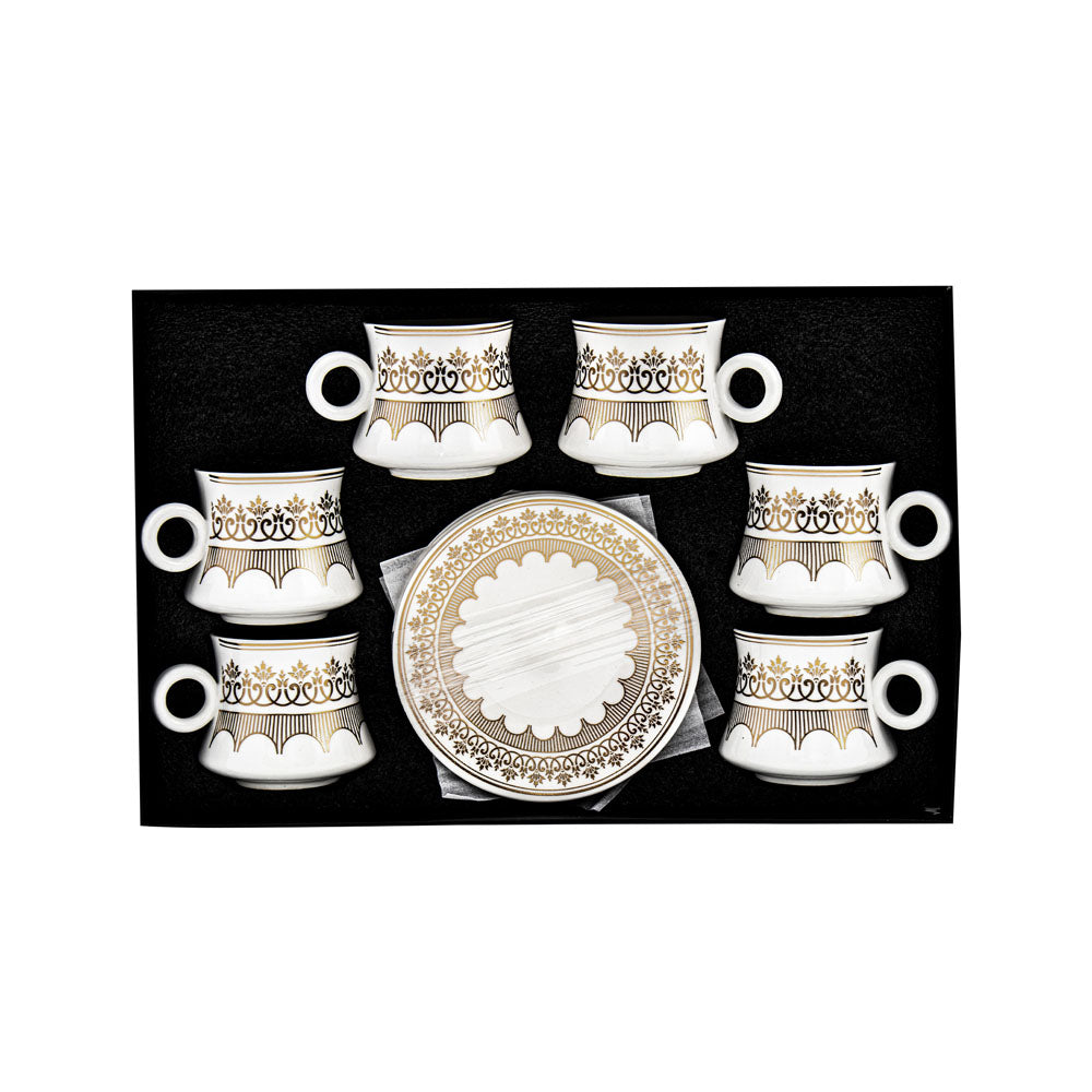 Durane Palmette Tea Set 12pc WhiteGold 175ml Elegant and Functional Tea Service