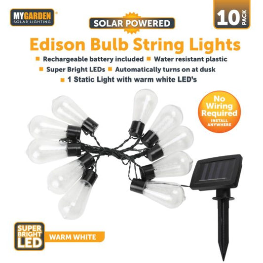 Outdoor Garden Edison Bulb String Lights 10Pack with White LED 225m