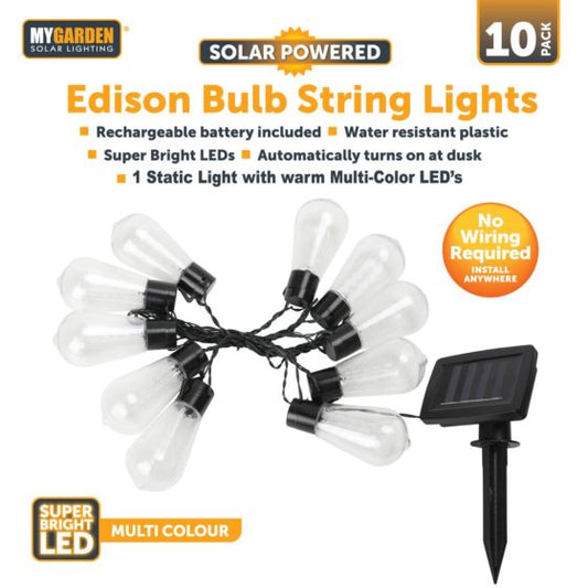 Vibrant Garden Edison Bulb String Lights 10Pack with Multicolour LEDs