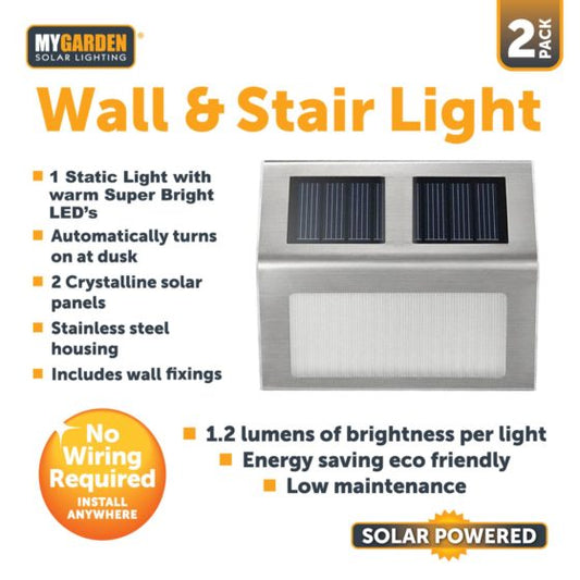 Solar LED Garden Wall Stair Lights 2Pack