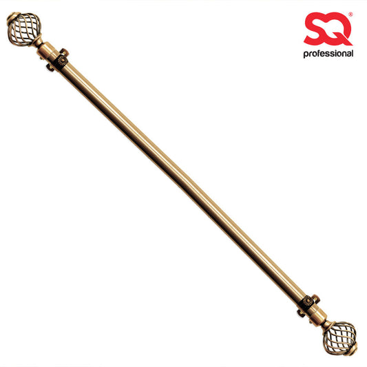 Brass Extendable Curtain Pole with Round Cage Finials 12m Length