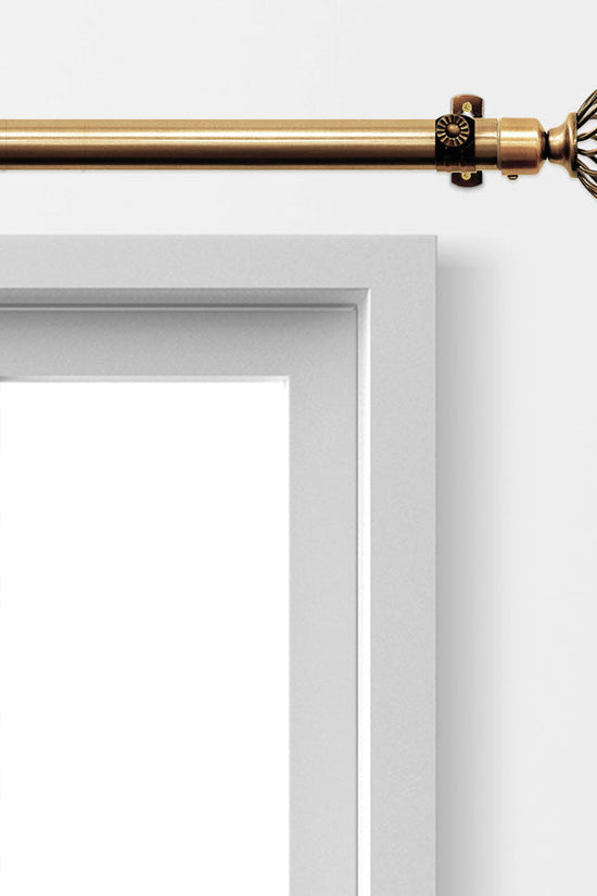 Brass Extendable Curtain Pole with Round Cage Finials 12m Length