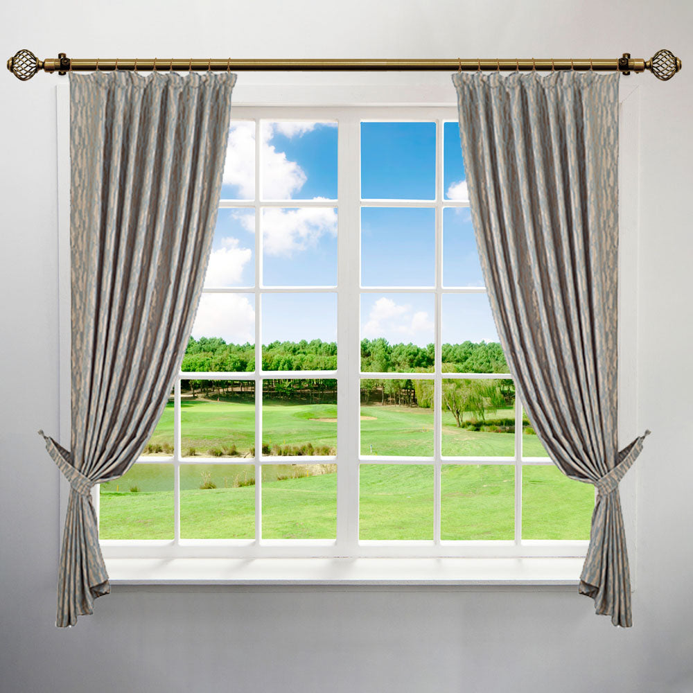 Brass Extendable Curtain Pole with Round Cage Finials 12m Length